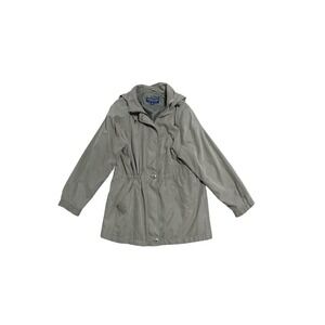 London Fog Coat Womens Small Green Hooded Zip Lined Rain Limited‎ Edition